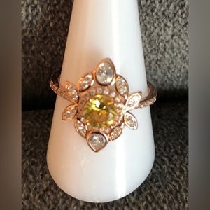 Women’s Citrine Rose Gold Plated Ring Retail $144